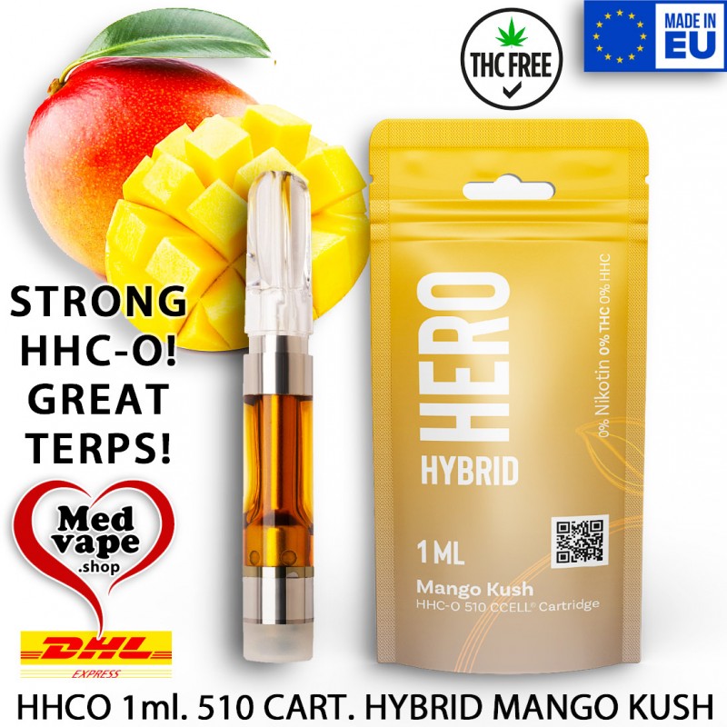 HHCO VAPE 1ml 510 CARTRIDGE MANGO KUSH HYBRID HHC-O MEDVAPE